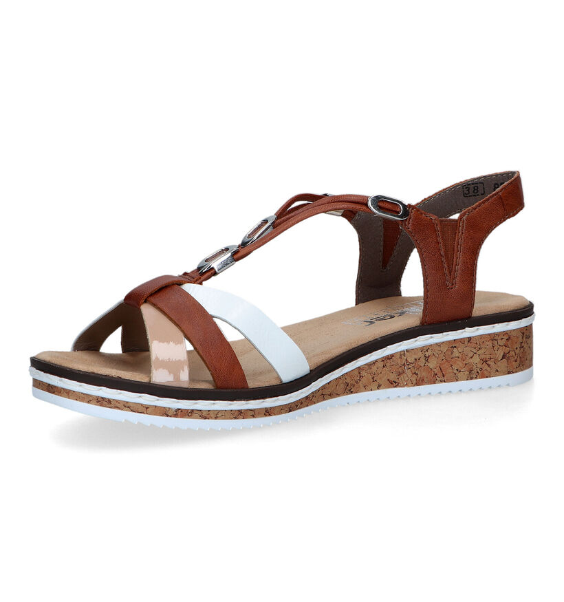 Rieker Cognac Sandalen met sleehak voor dames (339063)