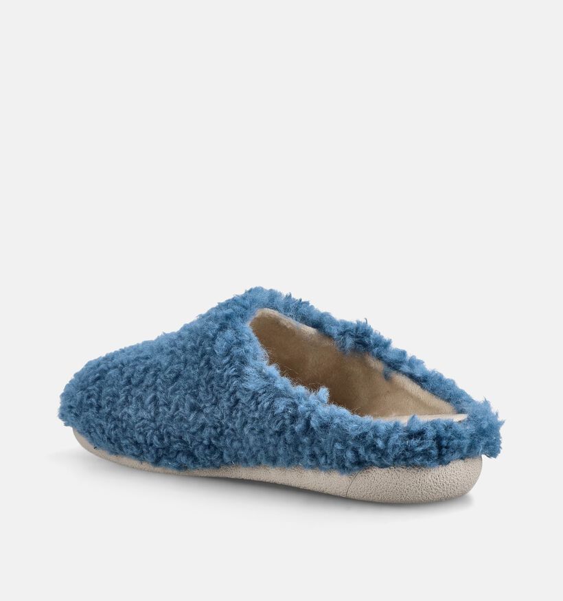 Milo & Mila Borreguillo Blauwe Open Pantoffels voor meisjes, jongens (381143) - geschikt voor steunzolen