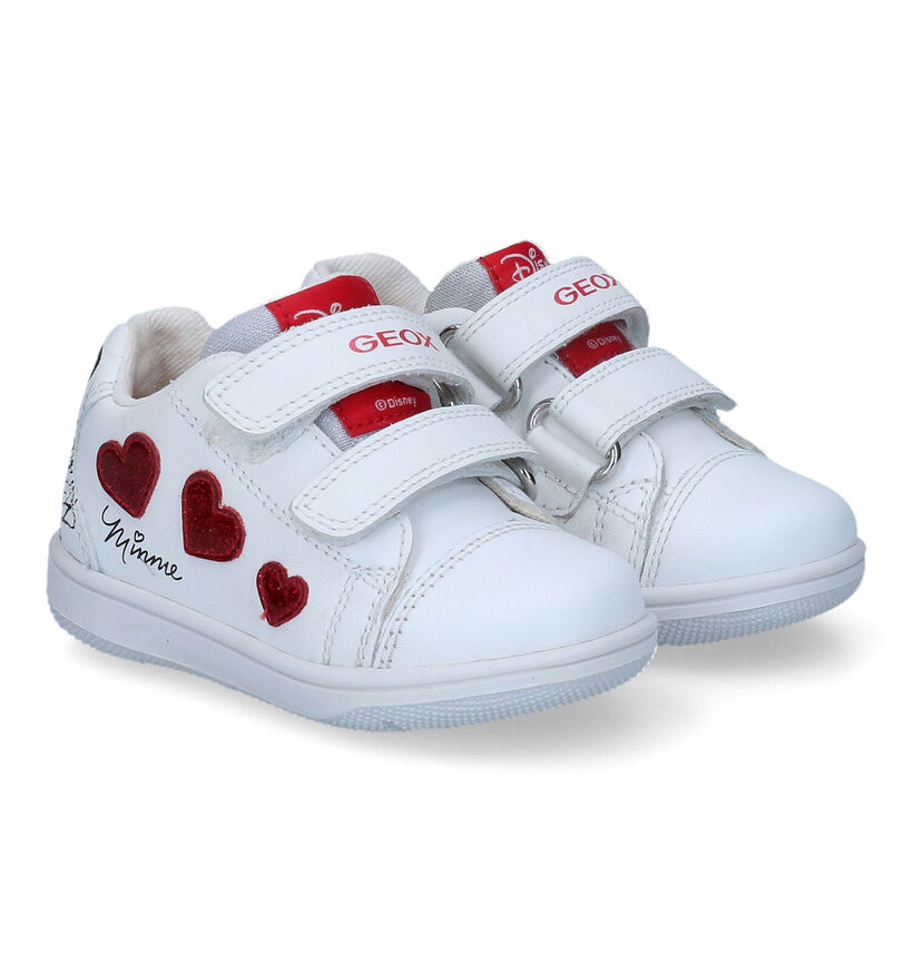 Geox Mickey & Minnie Chaussures à velcro en Blanc en cuir (310988)