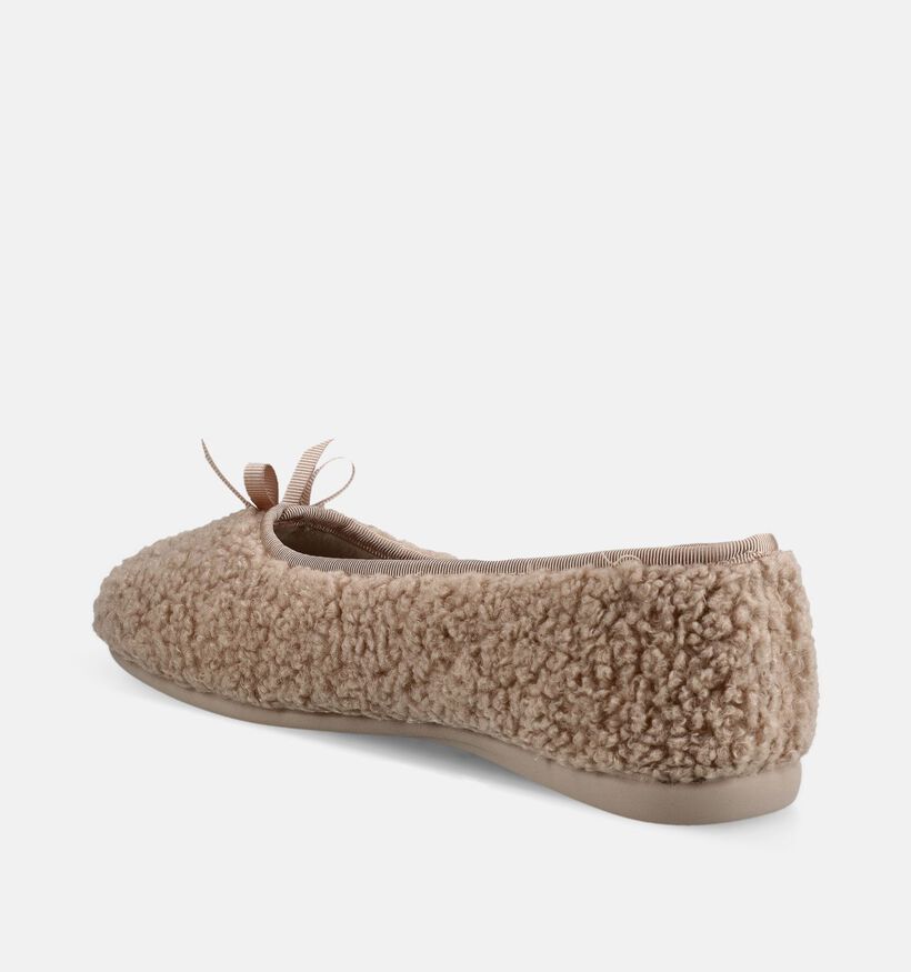Scapa Beige Teddy Ballerina Pantoffels voor dames (380853)