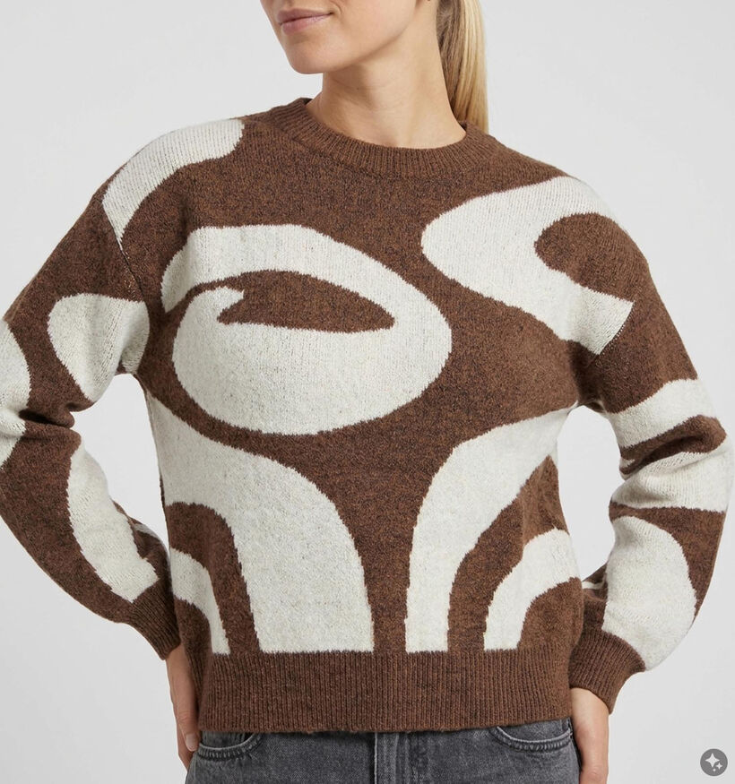 Vero Moda Lara Pull en Marron/Blanc pour femmes (377541)