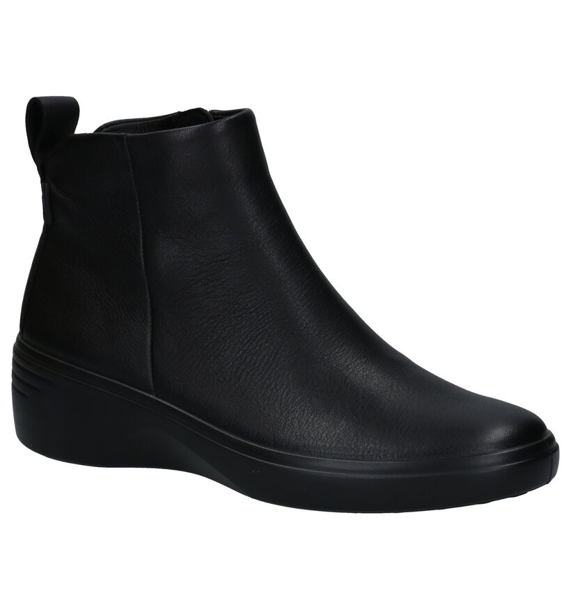 ECCO Soft Wedge 7 Zwarte Enkellaarzen in leer (280881)