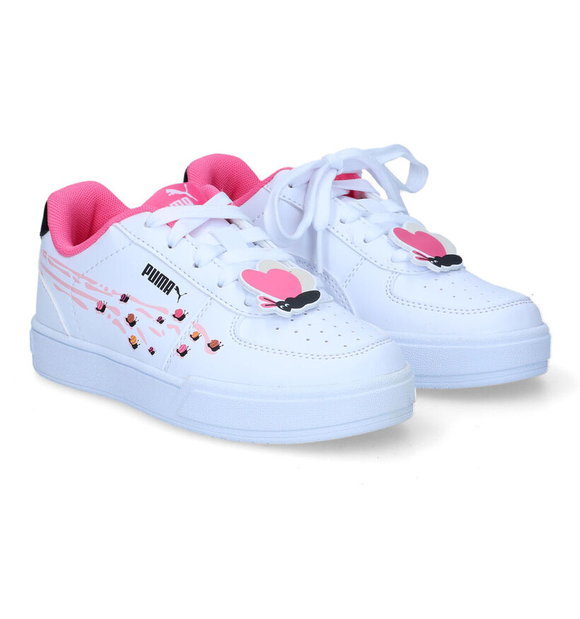 Puma Caven Small World Baskets en Blanc pour filles (311300) - pour semelles orthopédiques