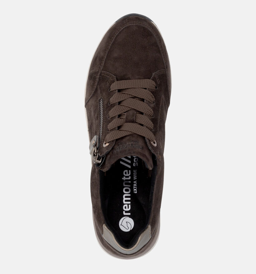 Remonte Chocoladebruine Rits-Veterschoenen met Sleehak voor dames (376594) - geschikt voor steunzolen