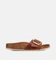 Birkenstock Madrid Big Buckle Natural Leather Oiled Cognac Slippers voor dames (369564)