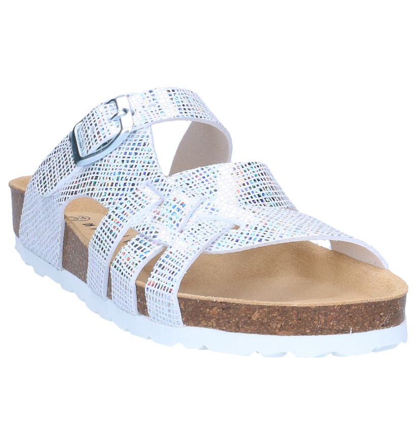 Zilveren Slippers Milo & Mila in stof (241322)
