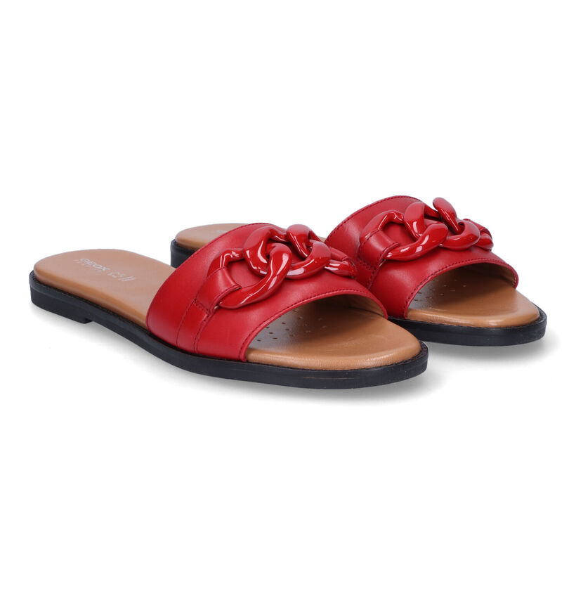 Geox Naileen Rode Slippers in leer (311598)