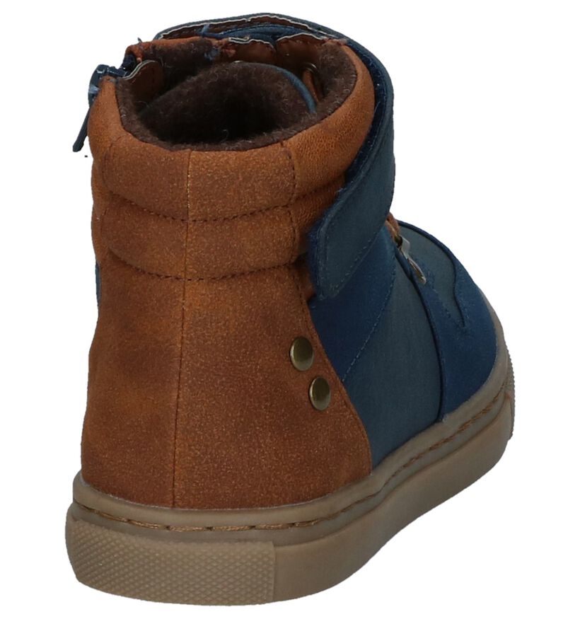 Bullboxer Donker Blauwe Boots met Rits/Veter in kunstleer (227007)