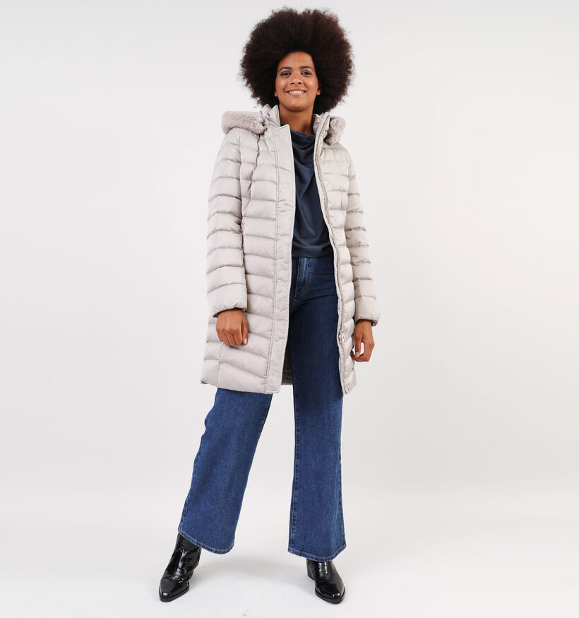 Geox Taupe Lange gewatteerde jas voor dames (347791)