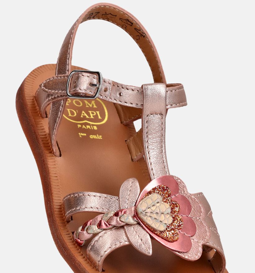 Pom d'Api Plagette Alto Sandales en Or ros&eacute; pour filles (370269)