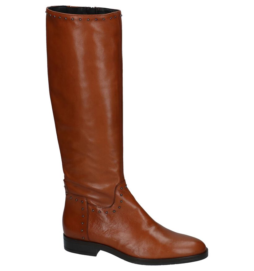 Cognac Lange Laarzen met Rits Via Limone in leer (227172)