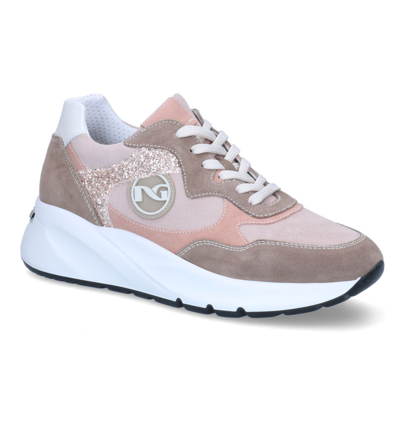 NeroGiardini Taupe Sneakers in leer (307511)