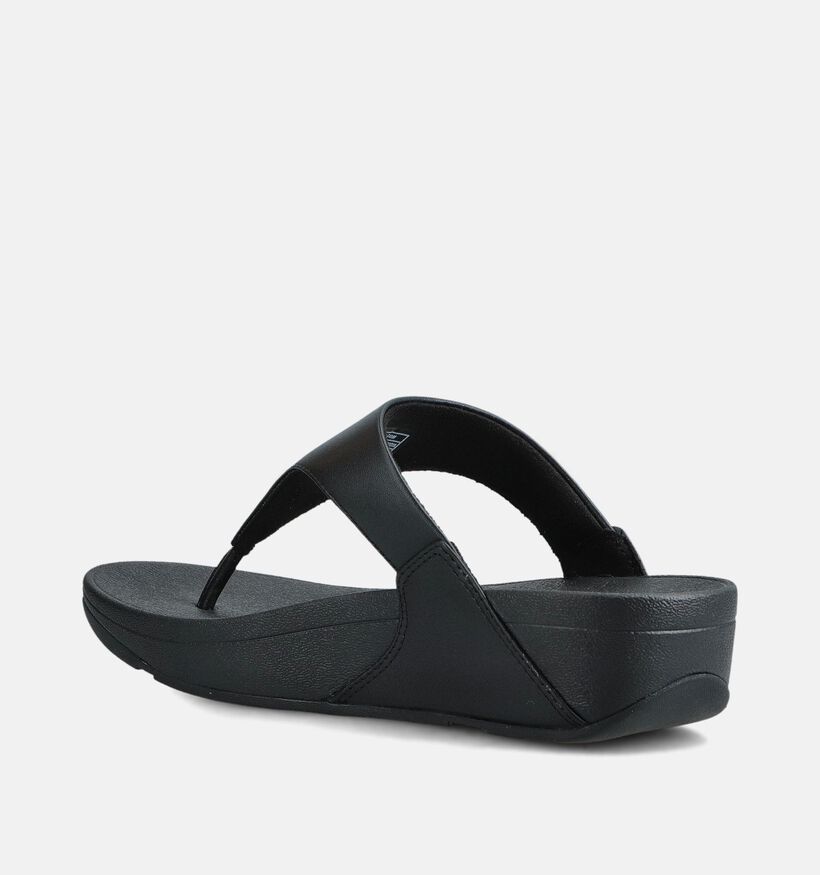 FitFlop Lulu Leather Toepost Zwarte Teenslippers FitFlop Lulu Leather Zwarte Slippers voor dames (368666)