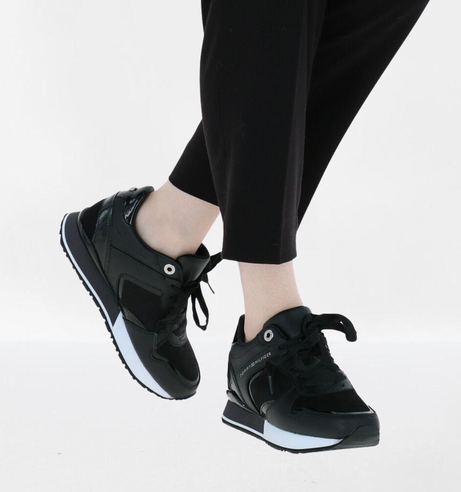 Tommy Hilfiger Dressy Wedge Zwarte Sneakers Dames Sneakers Lage