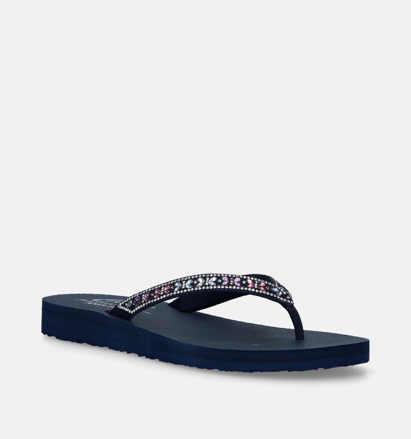 Skechers Meditation Butterfly Garden Blauwe Teenslippers voor dames (338928)