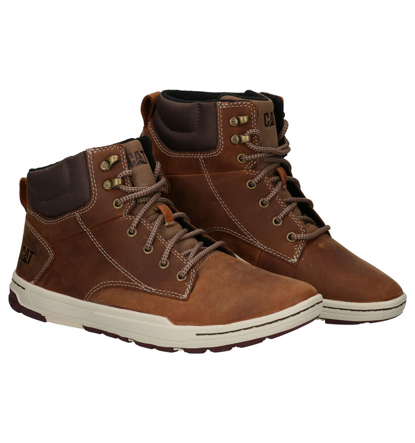 Caterpillar Colfax Mid Bottines en Cognac en cuir (282688)