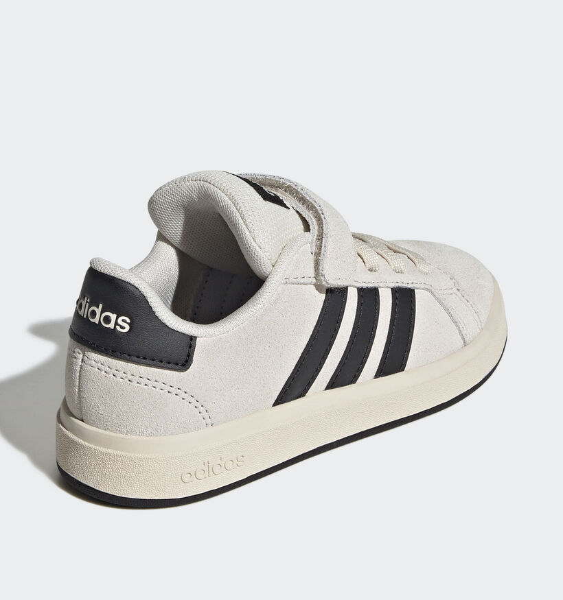 adidas Grand Court 00s Ecru/Zwarte Sneakers voor jongens (365415) - geschikt voor steunzolen