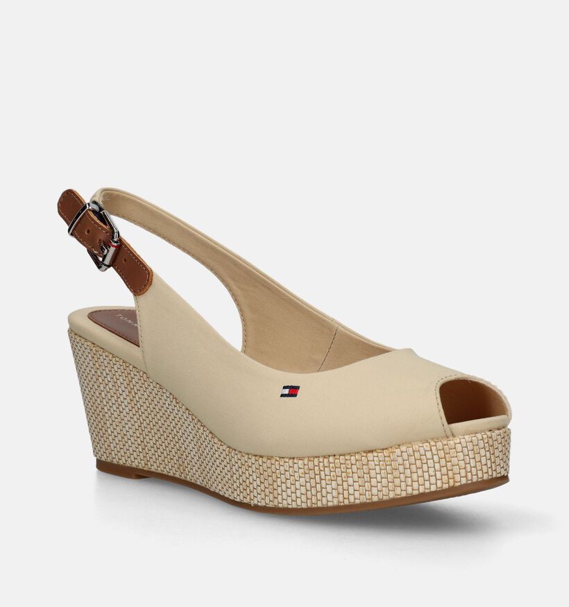 Tommy Hilfiger Iconic Elba Sling Back Wedge Sandales en Beige pour femmes (336401)