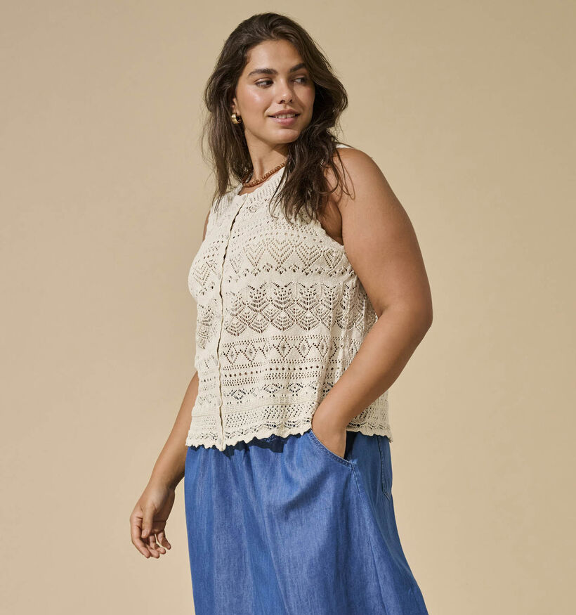 ONLY Carmakoma Luza Beige Top voor dames (375066)