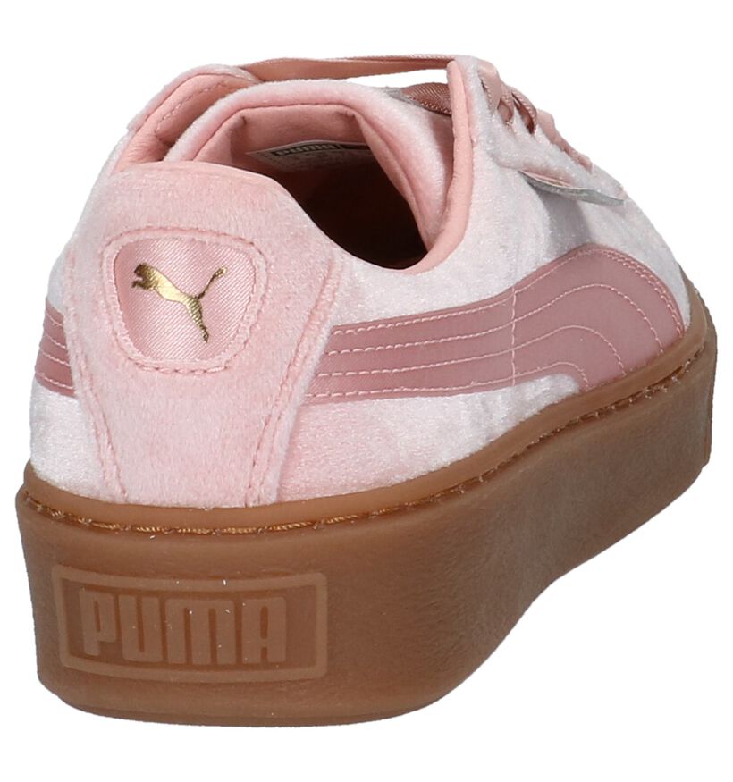 Puma Basket Platform Roze Fluwelen Sneakers, , pdp