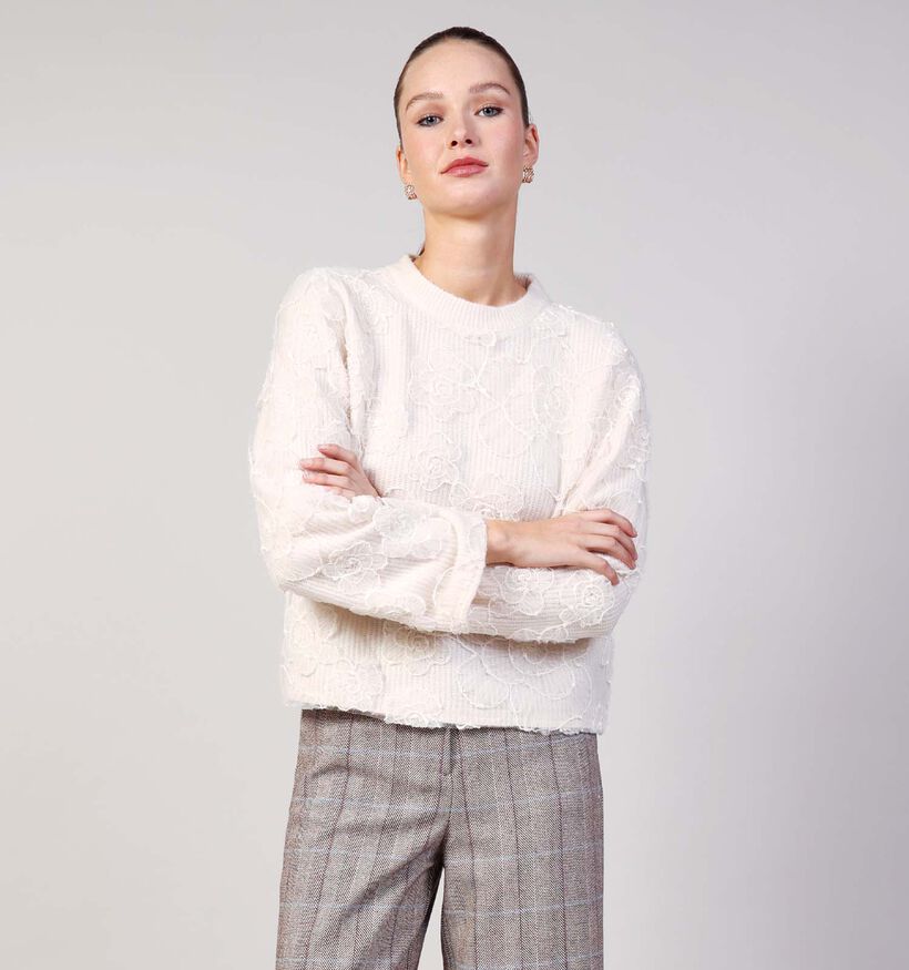 Vila Hayden Embroidery Knit Pull en Beige Vila Hayden Embroidery Knit Pull en Beige pour femmes (365602)