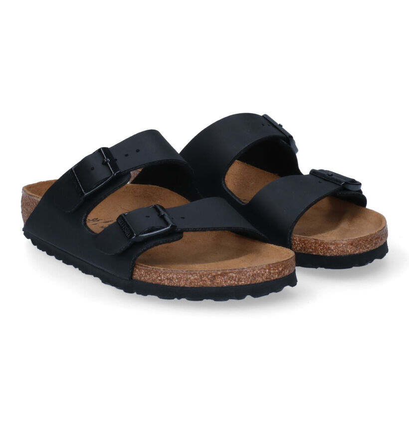 Birkenstock Arizona Birko Flor Zwarte Slippers voor jongens (338071)