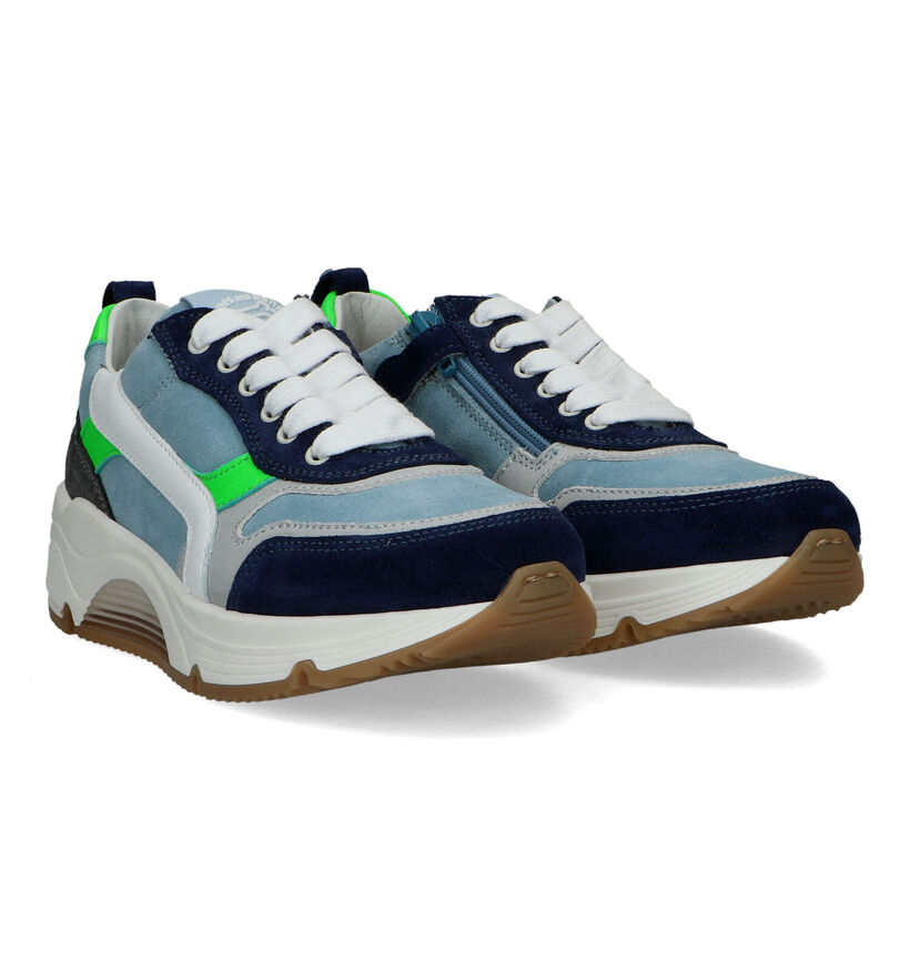STONES and BONES Falcan Blauwe Veterschoenen in nubuck (325938)