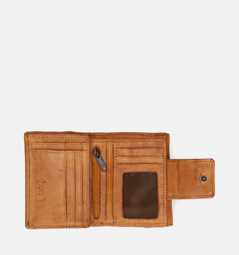 Bear Design Porte-monnaie &agrave; rabat en Cognac pour femmes, hommes (375823)