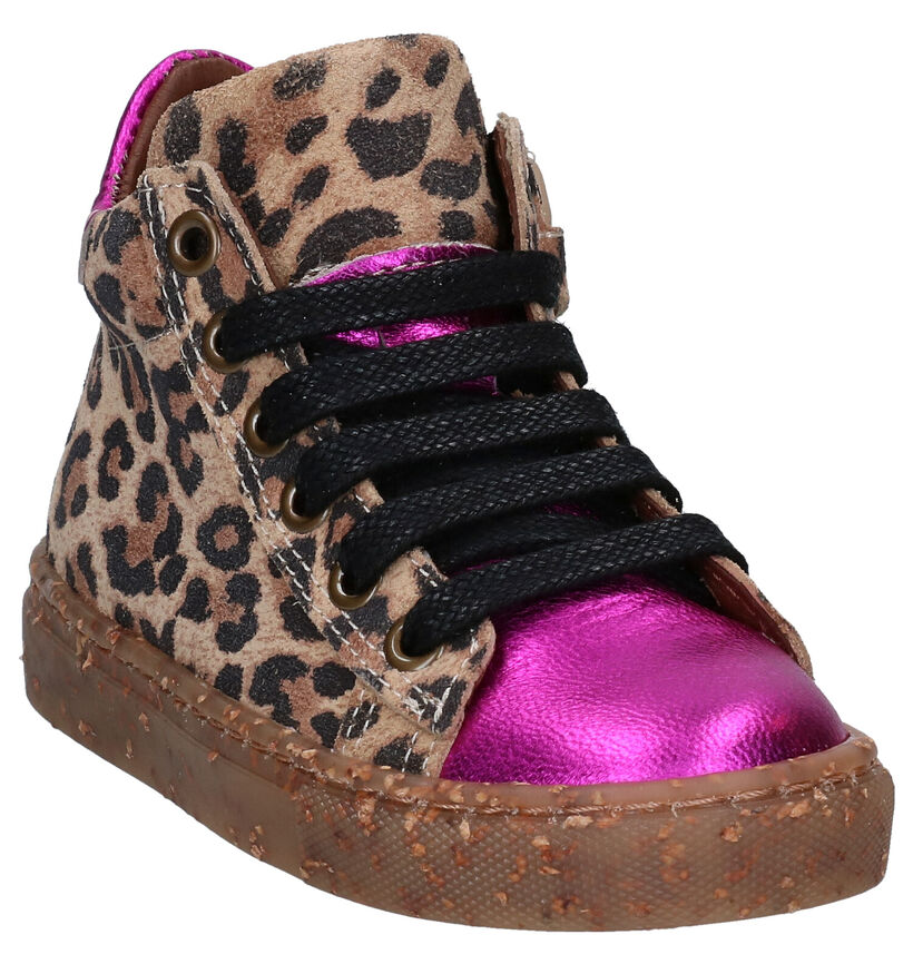 Milo & Mila Gora Bruin/Paarse Hoge Schoenen in nubuck (281060)