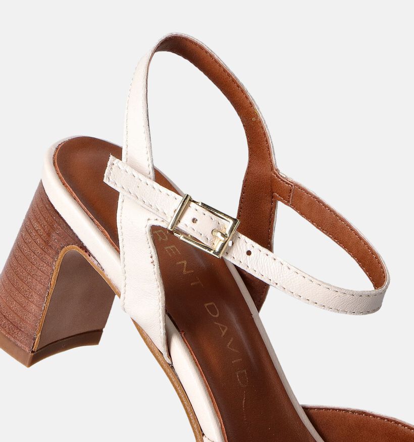 Laurent David Ecru Sandalen met blokhak voor dames (357837)