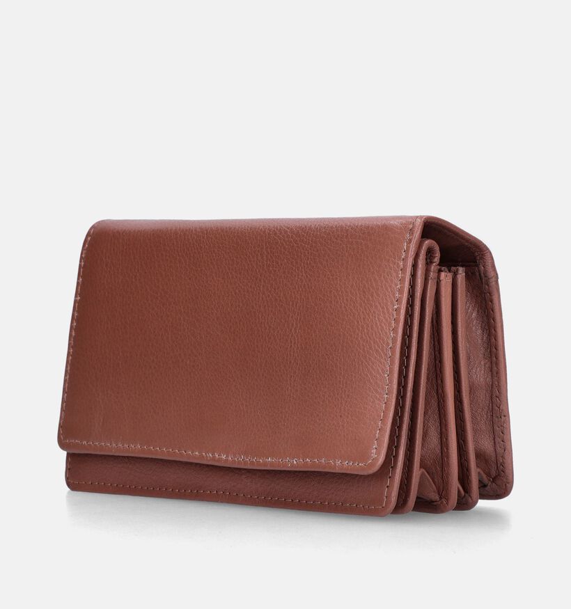 Euro-Leather Porte-monnaies zippé en Cognac pour femmes (365194)