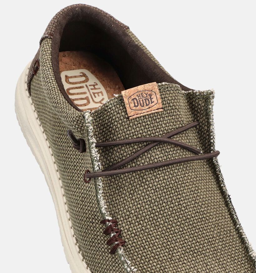 HEYDUDE Wally Braided Kakigroene Instappers voor heren (370073) - geschikt voor steunzolen