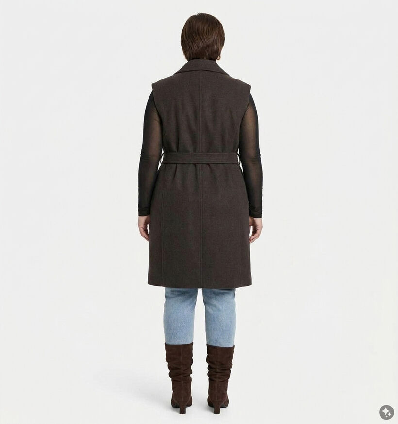 Vero Moda Curve Fortuneaya Donkerbruine Lange Jas voor dames (378124)