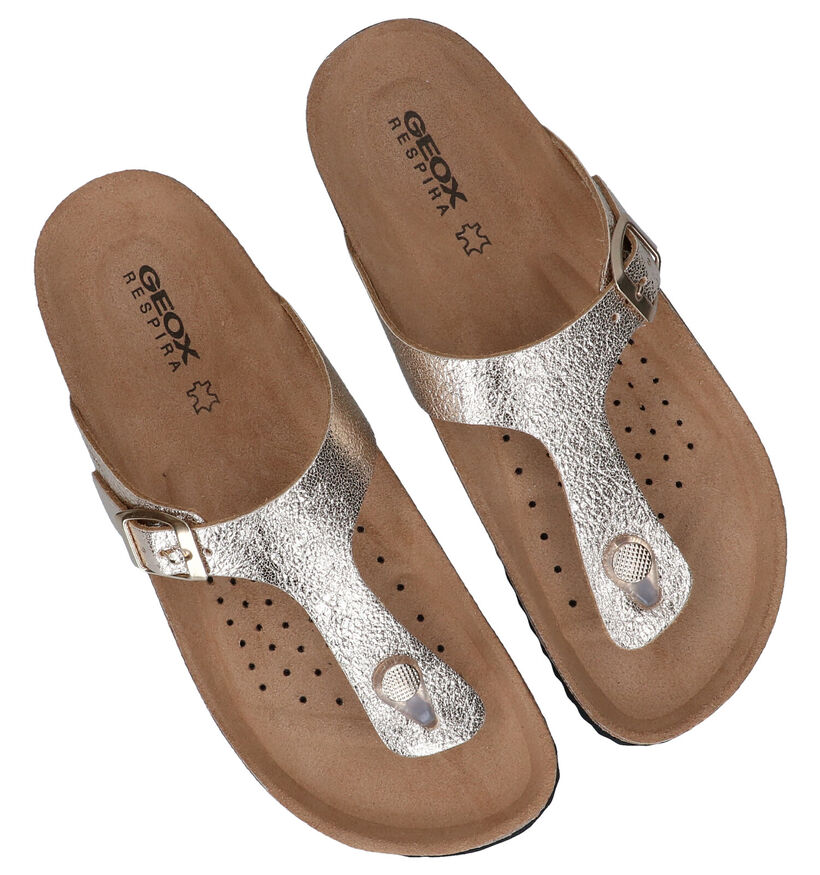 Geox Brionia Goude Teenslippers in leer (301732)