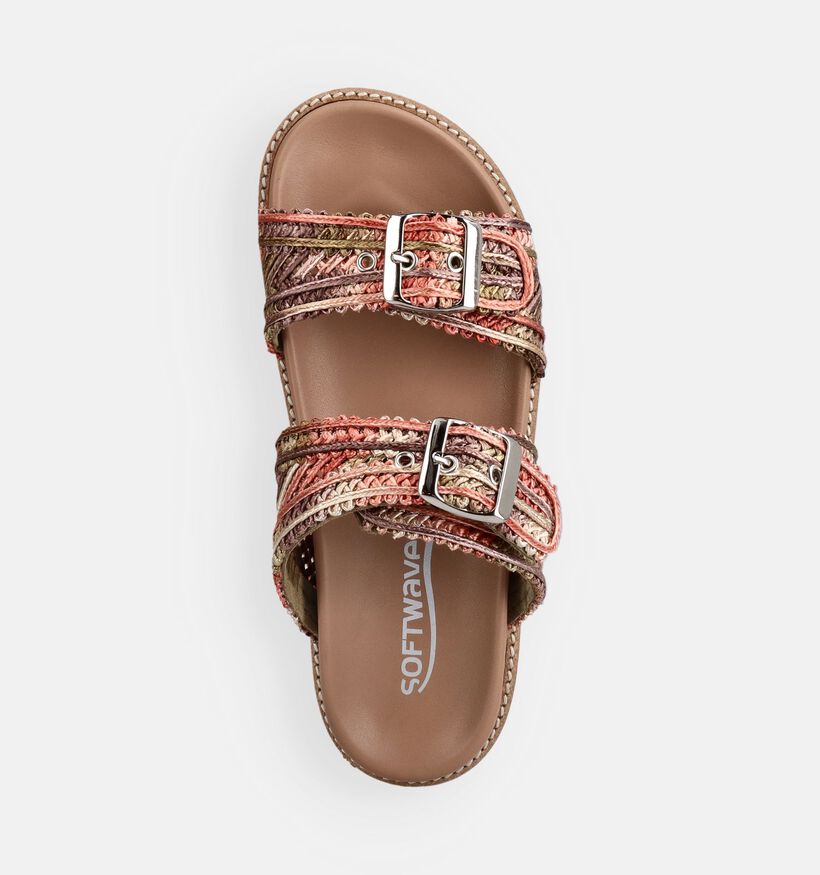 Softwaves Donkergroene/Roze Slippers voor dames (373384) - geschikt voor steunzolen