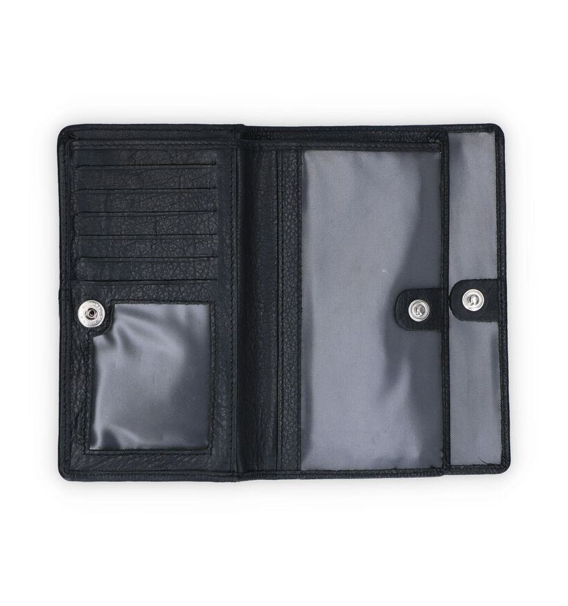 Euro-Leather Porte-monnaies zippé en Noir pour femmes (365193)