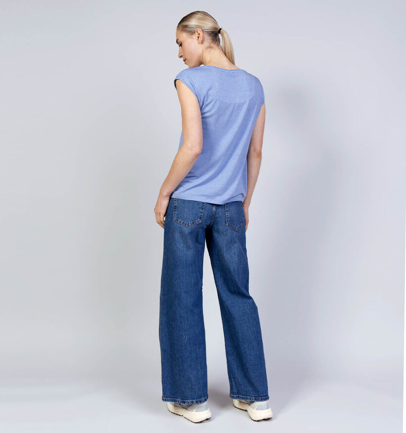 Pieces Billo Lurex T-shirt en Bleu pour femmes (367041)