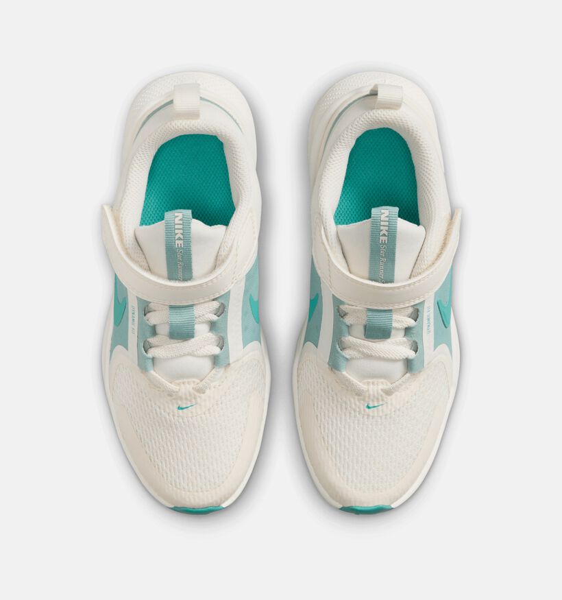 Nike Star Runner 5 Ecru/Groene Sneakers voor jongens (359873) - geschikt voor steunzolen