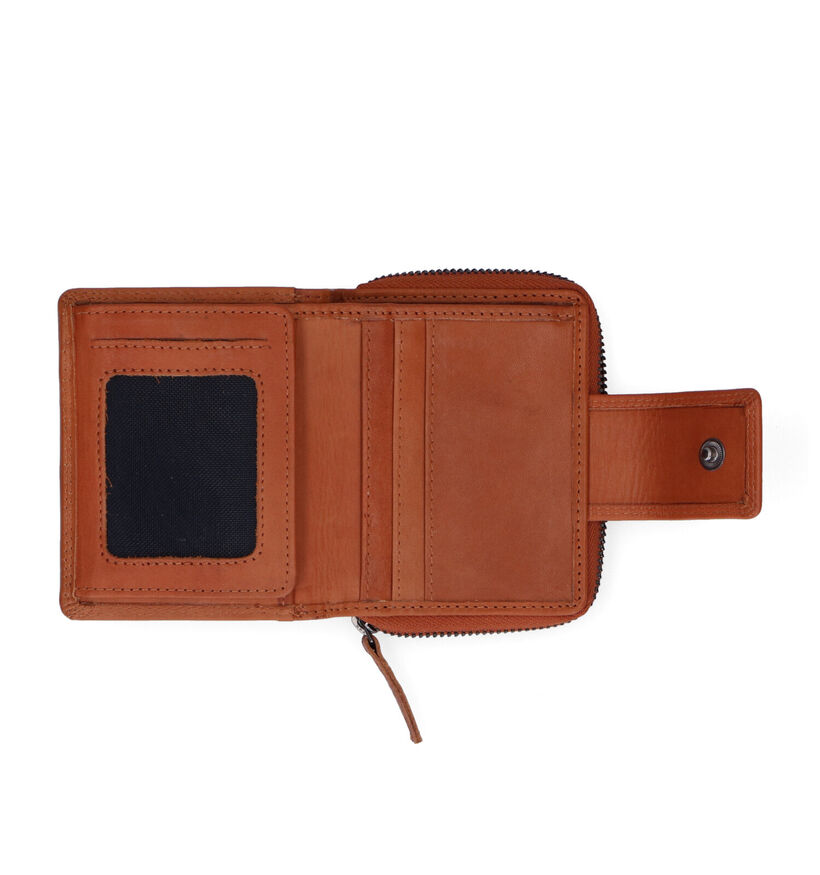 Euro-Leather Porte-monnaie zippé en Cognac pour femmes (343480)