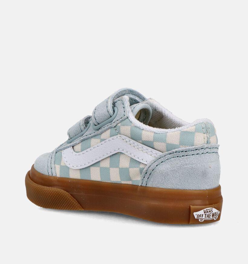 Vans Old Skool Checkerboard Baskets en Bleu pour filles (368964)