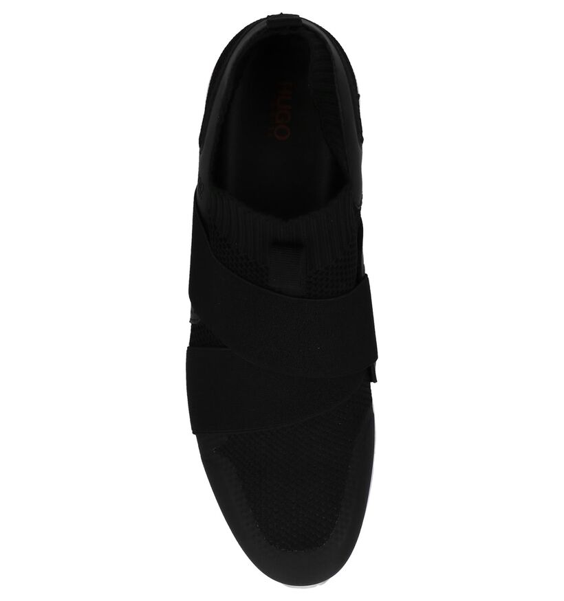Zwarte Slip-on Sneakers Hugo Boss Hybrid Runn in stof (226666)