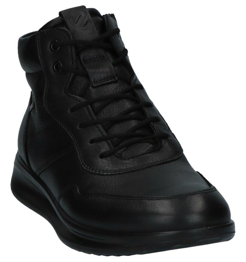 Zwarte Bottines met Rits/Veter ECCO Aquet in leer (232073)