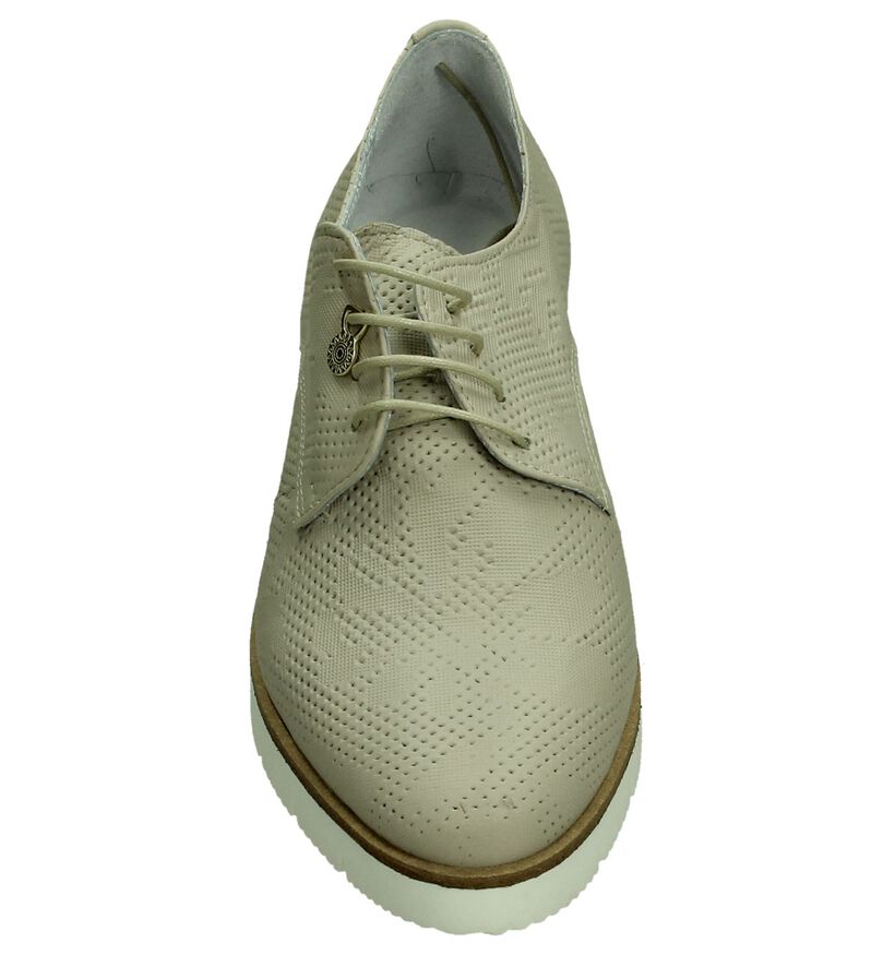 Duee Lichtbeige Oxford Veterschoenen in leer (190272)