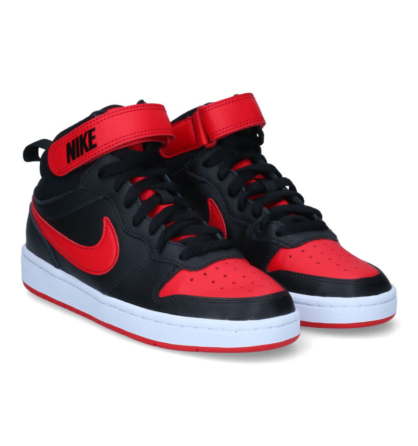 Nike Court Borough Zwarte Sneakers in kunstleer (312204)