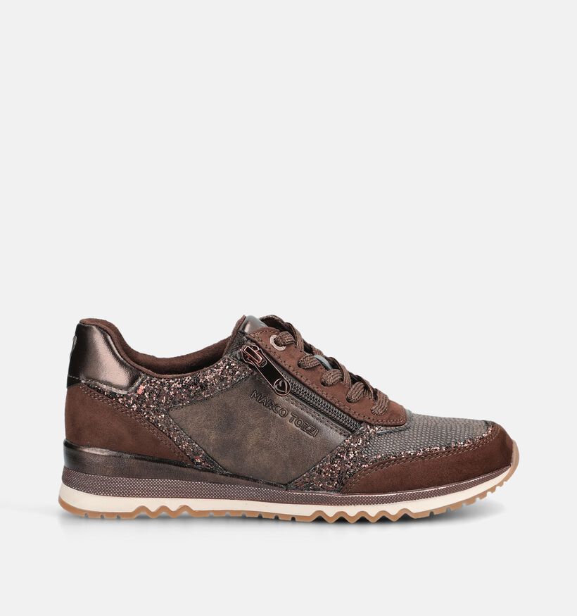 Marco Tozzi Donkerbruine Schoenen met Veter en Rits voor dames (376545) - geschikt voor steunzolen