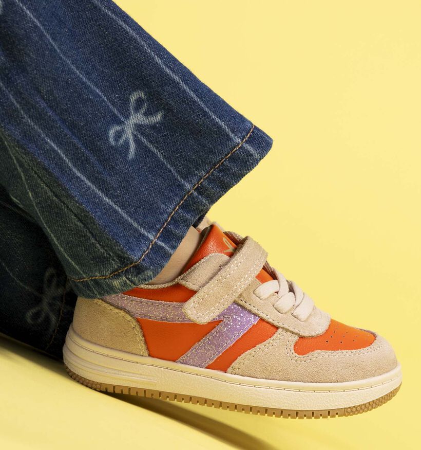 Milo & Mila Beige/Oranje Sneakers voor meisjes (370883)