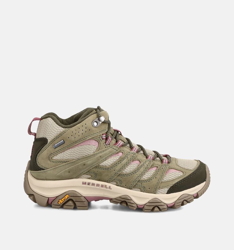 Merrell MOAB 3 Mid GTX Groene/Roze Halfhoge Wandelschoenen voor dames (377646) - geschikt voor steunzolen