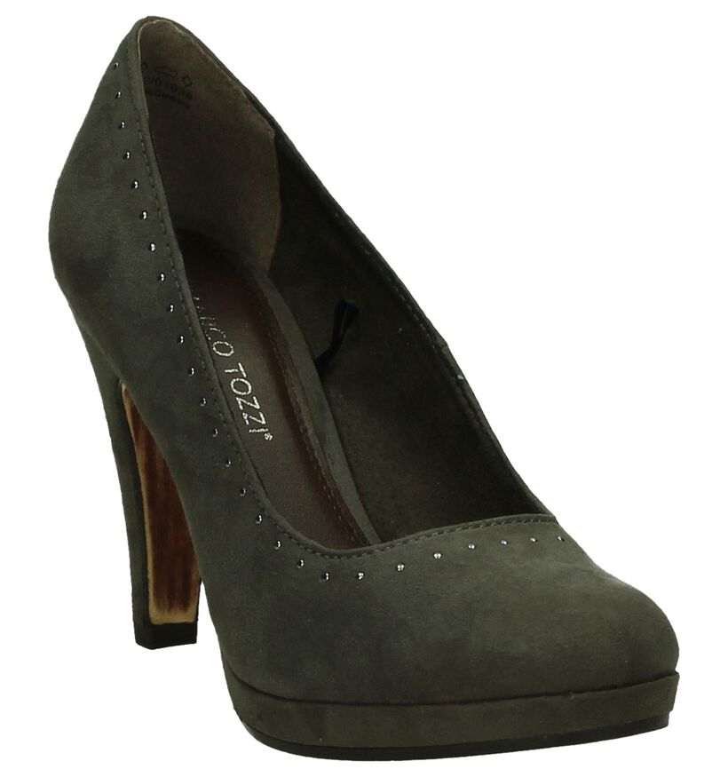 Taupe Pumps Marco Tozzi in stof (202638)