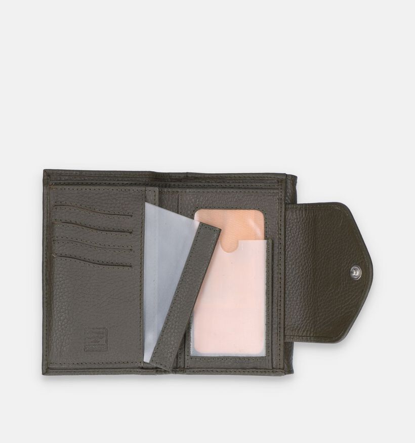 Crinkles Porte-monnaie à rabat en Vert khaki pour femmes (340539)
