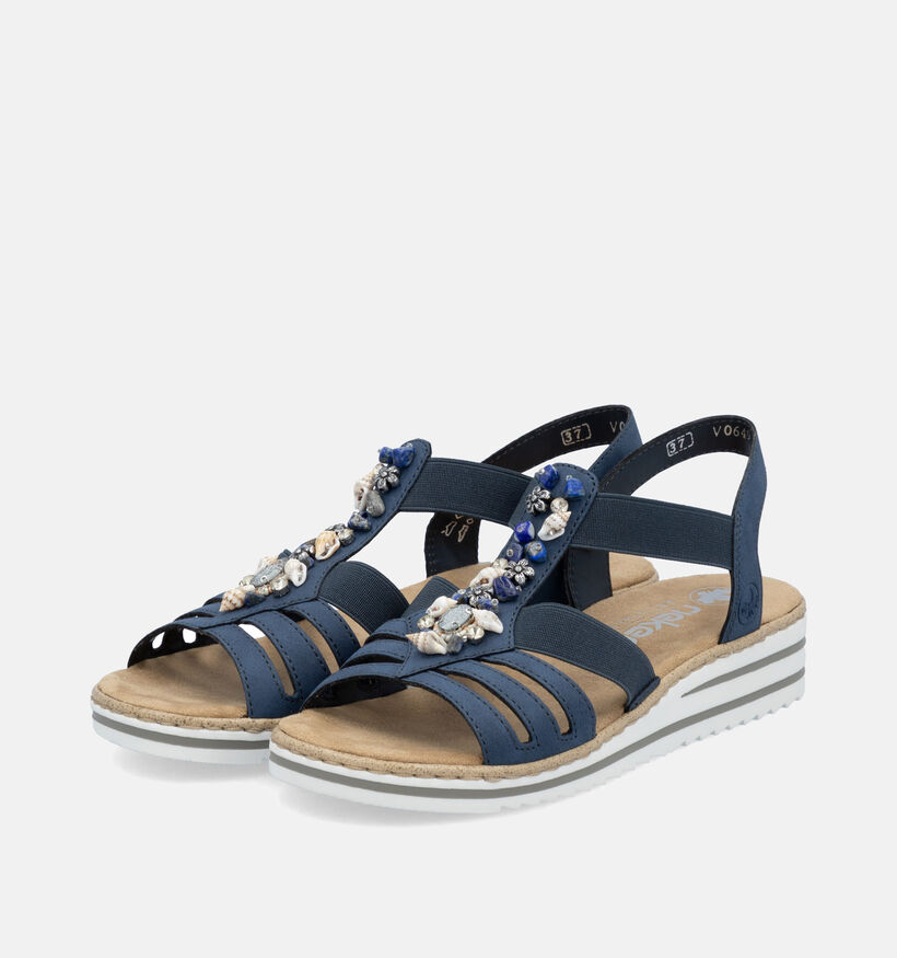 Rieker Sandales talon compensé en Bleu pour femmes (354920)